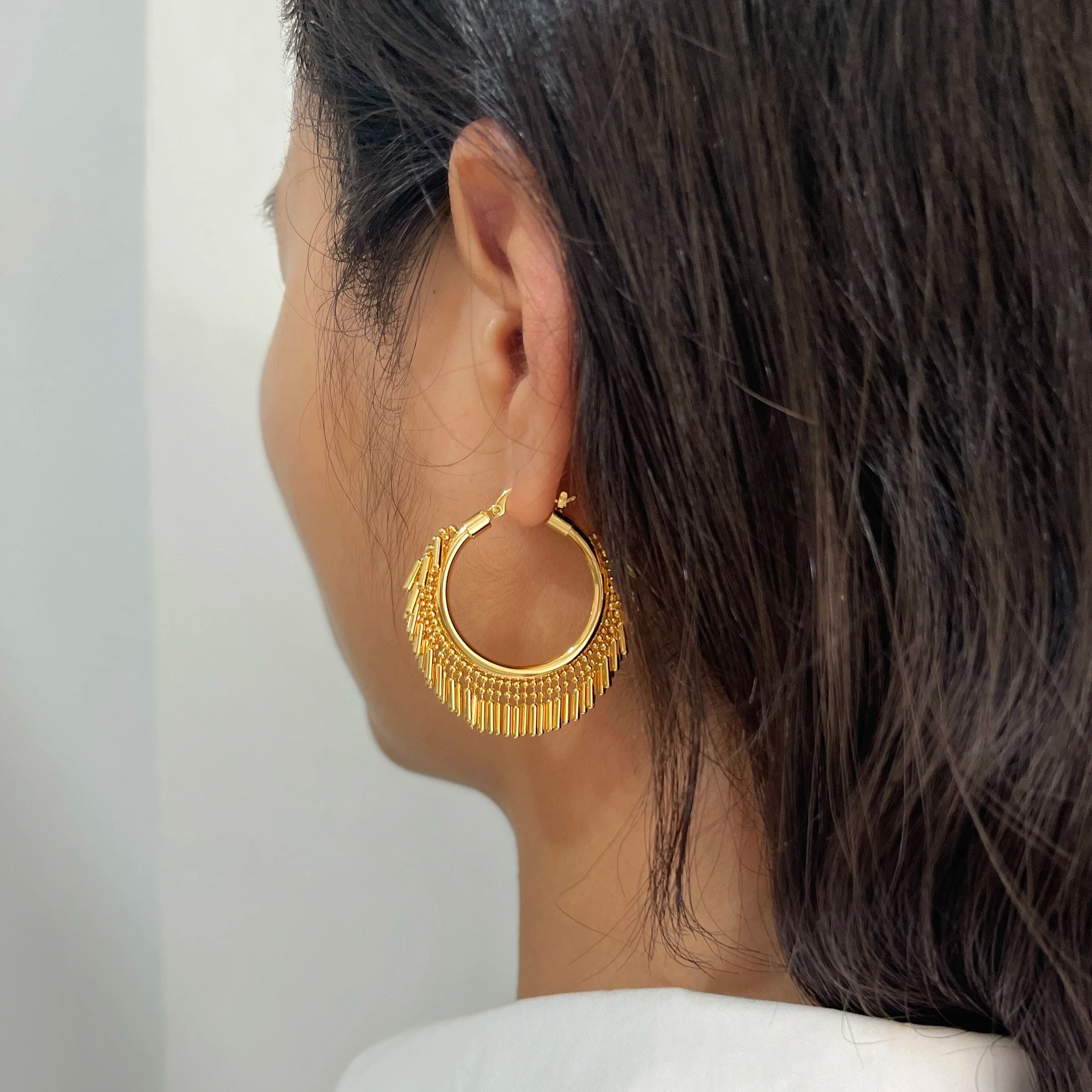 Boho Fringe Hoop Earring