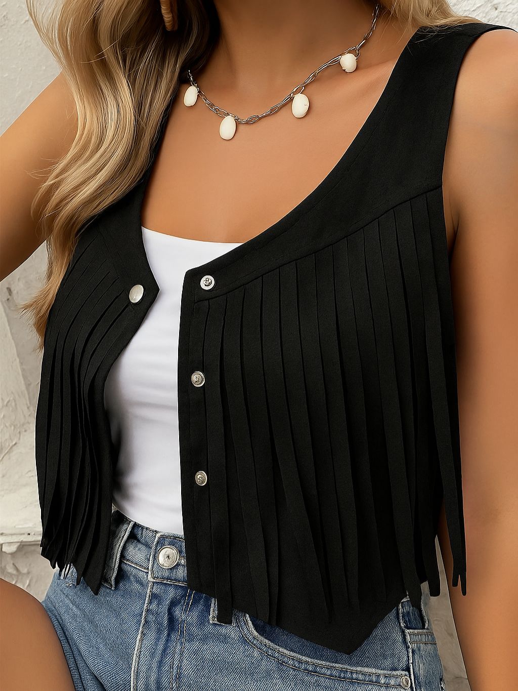 Mesa Fringe Drape Vest