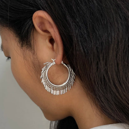 Boho Fringe Hoop Earring